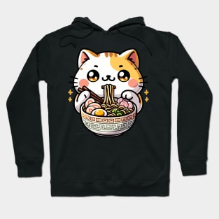 Cute Cat Ramen Noodle Bowl Kawaii Japanese Anime Lover Hoodie